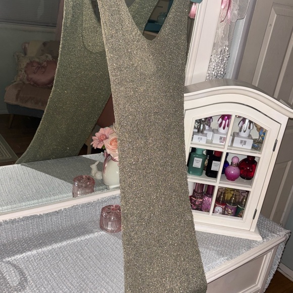 Vintage Other - Mermaid Metallic Open-Weave Scoop Neck knit dress